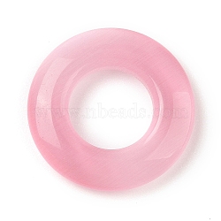 Cat Eye Pendants, Donut Charms, Pink, 22x3.5mm, Hole: 10.5mm(CE-I006-01A)