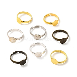 Mixed Adjustable Brass Pad Ring Findings, Cadmium Free & Lead Free, Mixed Color, 17mm, Tray: 8mm(EC541-M-RS)