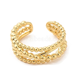Rack Plating Brass Criss Cross Open Cuff Rings for Women, Cadmium Free & Lead Free, Real 18K Gold Plated, Inner Diameter: 17mm(RJEW-M148-06G)