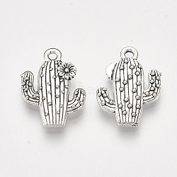 Tibetan Style Alloy Pendants, Cadmium Free & Lead Free,, Cactus, Antique Silver, 20x15x3mm, Hole: 1.5mm, about 510pcs/1000g(TIBE-S314-67AS-LF)