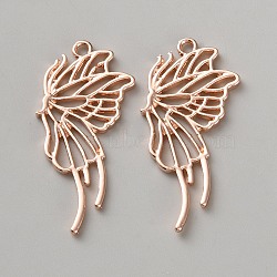 Zinc Alloy Pendants, Butterfly, Rose Gold, 42x19.5x1.5mm, Hole: 2mm(FIND-WH0435-30D-RG)