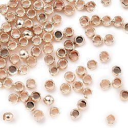Brass Crimp Beads, Rose Gold, 2.5x1.8mm, Hole: 1.5mm(KK-S509-01RS-01)