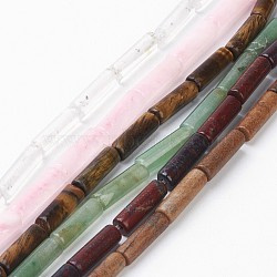 Natural Mixed Gemstone Beads Strands, Column, Mixed Color, 13x4mm, Hole: 1mm(G-G135-M)