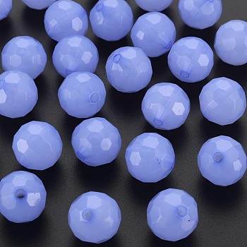 Imitation Jelly Acrylic Beads, Faceted, Round, Medium Slate Blue, 16.5x16mm, Hole: 2.5mm, about 288pcs/500g