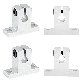 Aluminum Alloy Linear Motion Rail Clamping, Rod Rail Guide Support, Axis Holders, T-shaped, Platinum, 42x14x32.5mm, Hole: 8mm & 5.7mm