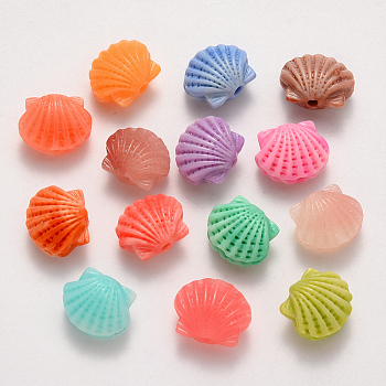 Synthetic Coral Beads, Dyed, Scallop Shape, Mixed Color, 10x12x7mm, Hole: 1.5mm