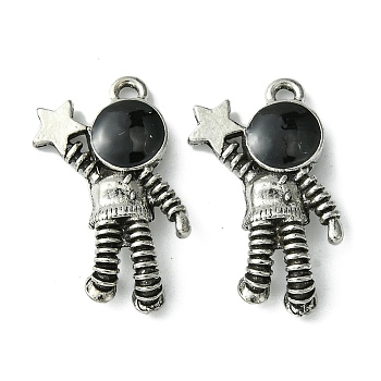 Alloy Enamel Pendants, Spaceman with Star Charm, Antique Silver, 25x17x4.5mm, Hole: 1.8mm