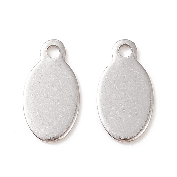 304 Stainless Steel Stamping Blank Tag Pendants, Flat Oval, Stainless Steel Color, 13x7x0.8mm, Hole: 1.5mm