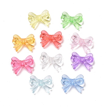 Transparent Acrylic Beads, Bowknot, Mixed Color, 14x18x4.5mm, Hole: 2mm, about 90pcs/50g