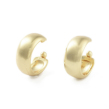 Plain Brass Flat Cuff Earrings, Long-Lasting Plated, Cadmium Free & Lead Free, Real 18K Gold Plated, 16x6.5mm