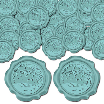 Adhesive Wax Seal Stickers, Envelope Seal Decoration, For Craft Scrapbook DIY Gift, Wave, 30mm, 100pcs