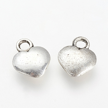 Tibetan Style Alloy Pendants, Heart, Cadmium Free & Nickel Free & Lead Free, Antique Silver, 12.5x10x3mm, Hole: 2mm, about 1200pcs/1000g