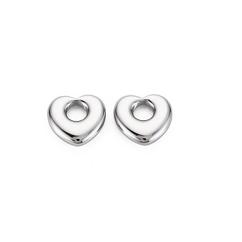 304 Stainless Steel Charms, Heart, Stainless Steel Color, 12x12x3mm, Hole: 4mm