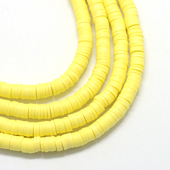Eco-Friendly Handmade Polymer Clay Beads, for DIY Jewelry Crafts Supplies, Disc/Flat Round, Heishi Beads, Champagne Yellow, 6x1mm, Hole: 1.5mm, about 10000pcs/bag