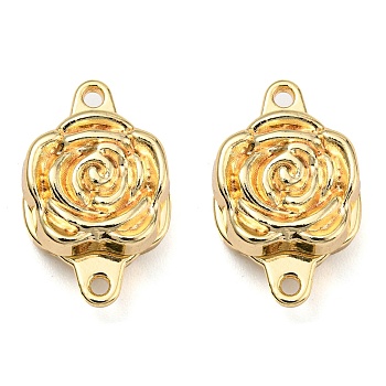 Rack Plating Alloy Magnetic Clasps, Cadmium Free & Lead Free, Flower, Long-Lasting Plated, Real 14K Gold Plated, 18x11.5x6mm, Hole: 1.2mm