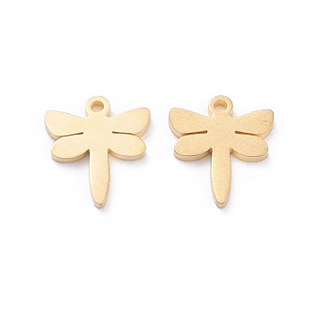 304 Stainless Steel Charms, Laser Cut, Dragonfly, Golden, 12x11x1mm, Hole: 1.2mm