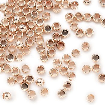 Brass Crimp Beads, Rose Gold, 2.5x1.8mm, Hole: 1.5mm