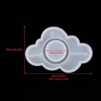 Tealight Candle Holder Molds, DIY Food Grade Silicone Molds, Resin Plaster Cement Casting Molds, Cloud, 8.4x12.6x2.9cm