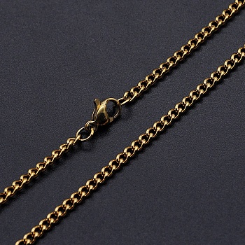 201 Stainless Steel Curb Chain Necklace, with Lobster Claw Clasps, Golden, 20.07 inch(51cm) long, Link: 4x3x1mm