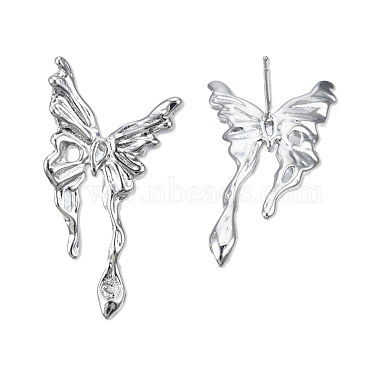 Real Platinum Plated Butterfly Brass Stud Earring Findings