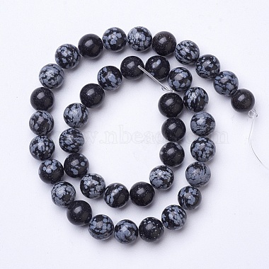 Chapelets de perles de flocon de neige en obsidienne naturelle(G-D855-11-10mm)-2
