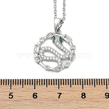 Brass Micro Pave Clear Cubic Zirconia Ring with Snake Pendants Necklaces(NJEW-K280-03A-P)-3