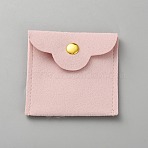 Square Veleteen Cloth Jewelry Packaging Bags with Snap Button, for Earrings, Rings, Bracelets, Necklaces, Misty Rose, 7x7.1x0.7cm(ABAG-WH0101-001)