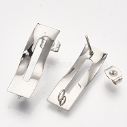 304 Stainless Steel Stud Earring Findings, with Loop and Ear Nuts/Earring Backs, Rectangle, Stainless Steel Color, 24.5x8mm, Hole: 2.5mm, Pin: 0.7mm(STAS-S079-53B)