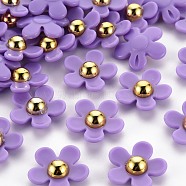 Opaque Acrylic Beads, Flower, Medium Purple, 22x22.5x7~8mm, Hole: 1.4mm(X-SACR-N007-D-01F)