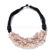 Natural Pink Opal Nuggets Beads Bib Necklaces for Girl Women, with Nylon Rope, 18.90~19.69 inch(48~50cm)(NJEW-G025-01D)