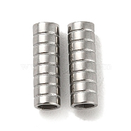201 Stainless Steel Tube Beads, Grooved Column, Stainless Steel Color, 10x3.2mm, Hole: 2mm.(STAS-Z049-05P)
