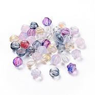 Transparent Glass Beads, with Glitter Powder, Pumpkin, Mixed Color, 10.5mm, Hole: 1mm(GLAA-L027-K)