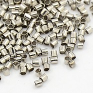 Brass Crimp Beads, Cadmium Free & Lead Free, Tube, Platinum Color, about 2mm wide, 2mm long, hole: 1.5mm(E003)