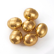 Electroplated Shell Pearl Beads, Easter Egg, Gold, 15~16x13~14mm, Hole: 1~1.2mm(BSHE-G023-01C)