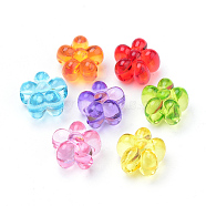 Transparent Acrylic European Beads, Large Hole Beads, Flower, Mixed Color, 16x16x12mm, Hole: 5mm(X-TACR-S144-14)