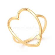 Ion Plating(IP) 201 Stainless Steel Open Cuff Ring, Hollow Love Heart Ring for Women, Real 18K Gold Plated, US Size 8 1/2(18.6mm), 2mm(RJEW-E063-47G)