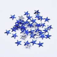 Acrylic Rhinestone Flat Back Cabochons, Back Plated, Faceted, Star, Blue, 10x1.5mm(RSB385-26)