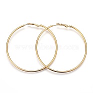 201 Stainless Steel Hoop Earrings, Hypoallergenic Earrings, Ring Shape, Golden, 12 Gauge, 60x59x2mm, Pin: 1mm(X-EJEW-F188-24G-D)