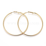 201 Stainless Steel Hoop Earrings, Hypoallergenic Earrings, Ring Shape, Golden, 12 Gauge, 60x59x2mm, Pin: 1mm(EJEW-F188-24G-D)