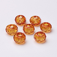 Fascinating No Metal Core Rondelle Dark Orange Charm Glass Large Hole European Beads Fits Bracelets & Necklaces, about 14mm in diameter, 8mm thick, hole: 5mm(X-GDA007-60)