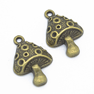 Alloy Pendants, for Jewerly Making, Mushroom, Antique Bronze, 26x18mm, Hole: 2mm(BOTT-PW0001-056AB)