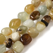 Natural Xiuyan Jade Beads Strands, Nuggets, Tumbled Stone, 7~15x6~10x5.5~8mm, Hole: 1mm, about 47~49pcs/strand, 15.55~15.94''(39.5~40.5cm)(G-B078-D19-01)