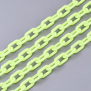 Opaque Acrylic Cable Chains, Oval, Champagne Yellow, 13x8x2mm, 19.68 inch(50cm)/strand(X-SACR-N010-002I)