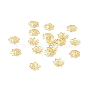 Brass Bead Caps, Multi-Petal, Flower, Real 18K Gold Plated, 5.5x1mm, Hole: 0.8mm(KK-E280-08G)