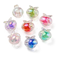 UV Plating Rainbow Iridescent Acrylic Beads, Two Tone Bead in Bead, Peach, Mixed Color, 18x17.5x16mm, Hole: 3.5mm(OACR-F004-02)