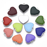 201 Stainless Steel Enamel Charms, Heart, Stainless Steel Color, Mixed Color, 13x13x2mm, Hole: 1.5mm(X-STAS-N088-12)
