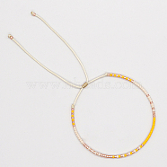Glass Seed Braided Bead Bracelet, Adjustable Bracelet, Gold, No Size(CG0646-14)