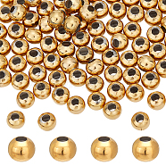 100Pcs Round Vacuum Plating 304 Stainless Steel Beads, Golden, 6mm, Hole: 2.5mm(STAS-DC0010-56B)