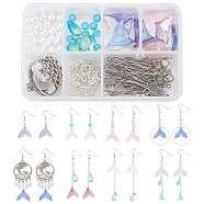 SUNNYCLUE 131 Pieces Mermaid Tail Cellulose Acetate(Resin) Pendants, Glass Beads & Charms, Alloy Links and Brass Findings, for DIY Ocean Themed Dangle Earrings, Mixed Color, 13x19x3x19mm, Hole: 1.2mm(DIY-SC0016-44)