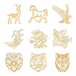 Nickel Decoration Stickers, Metal Resin Filler, Epoxy Resin & UV Resin Craft Filling Material, Golden, Animal, Mixed Shapes, 40x40mm, 9 style, 1pc/style, 9pcs/set(DIY-WH0450-097)
